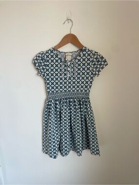 Matilda Jane Teal and White Geometric Smocked Waist Dress